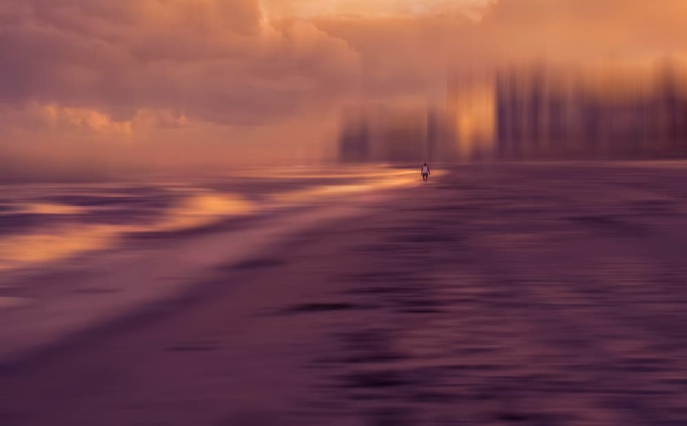 Solitary Beach Sunset by Heidi Westum — canvas wall art