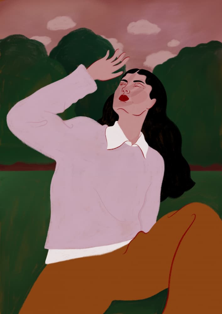 Woman In Summer Sun by Ida Alvarsson — canvas wall art