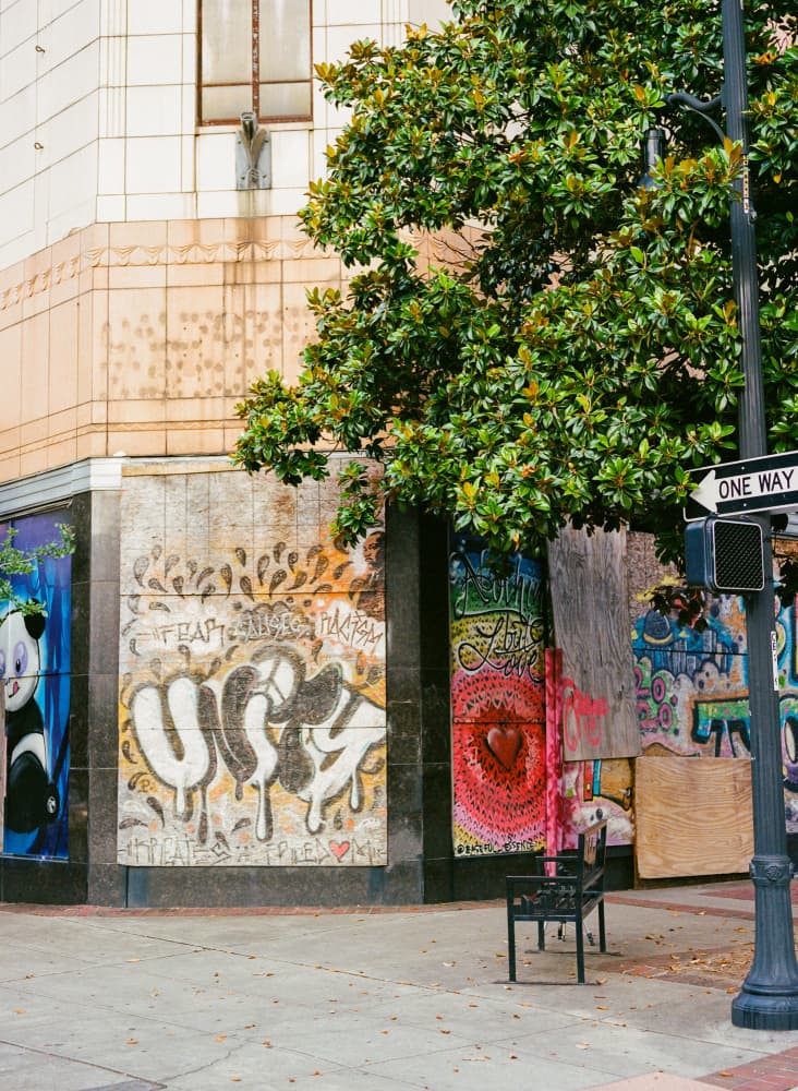 Vibrant Urban Graffiti Corner by Bethany Young — canvas wall art