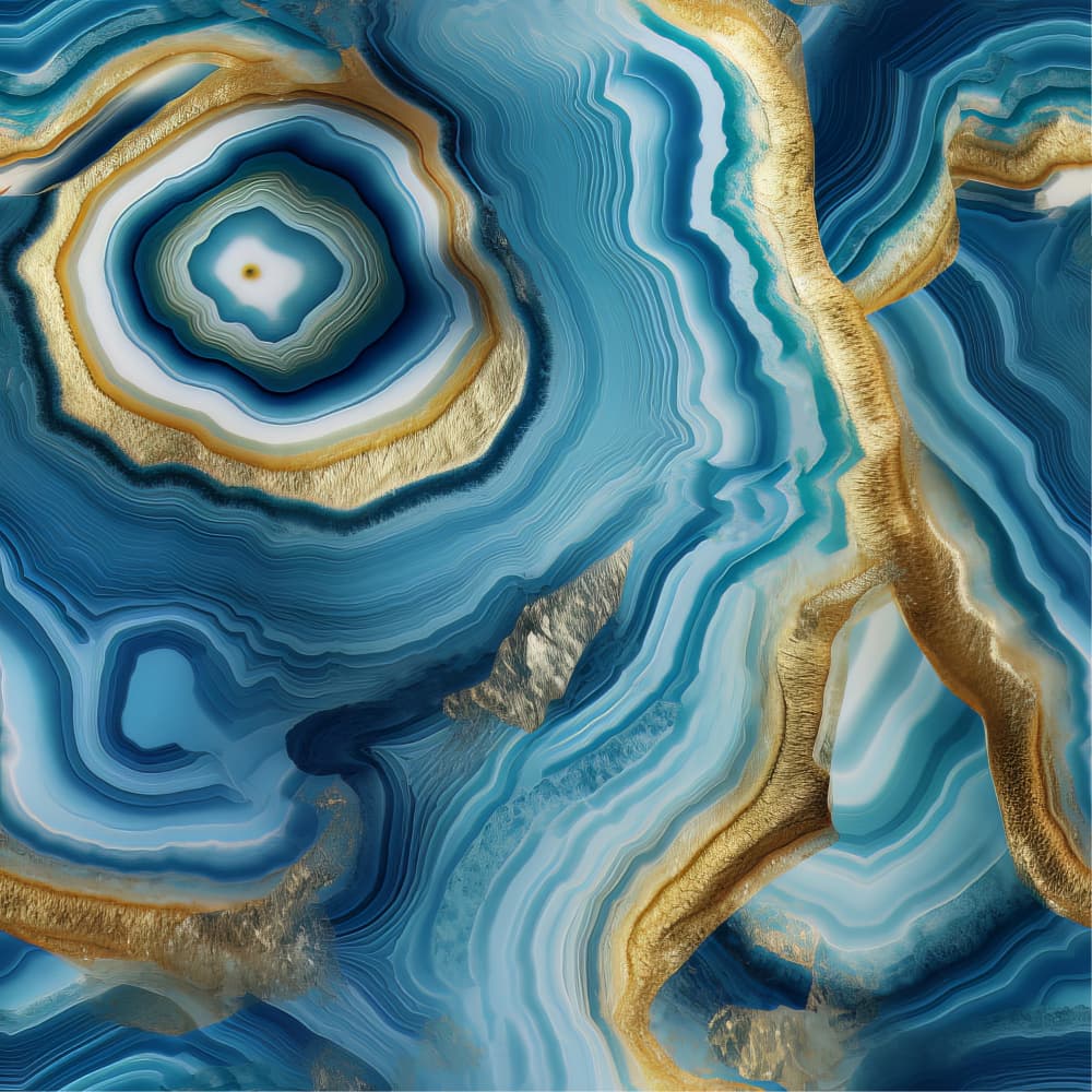 Blue Gold Agate Layers by Bilge Paksoylu — canvas wall art