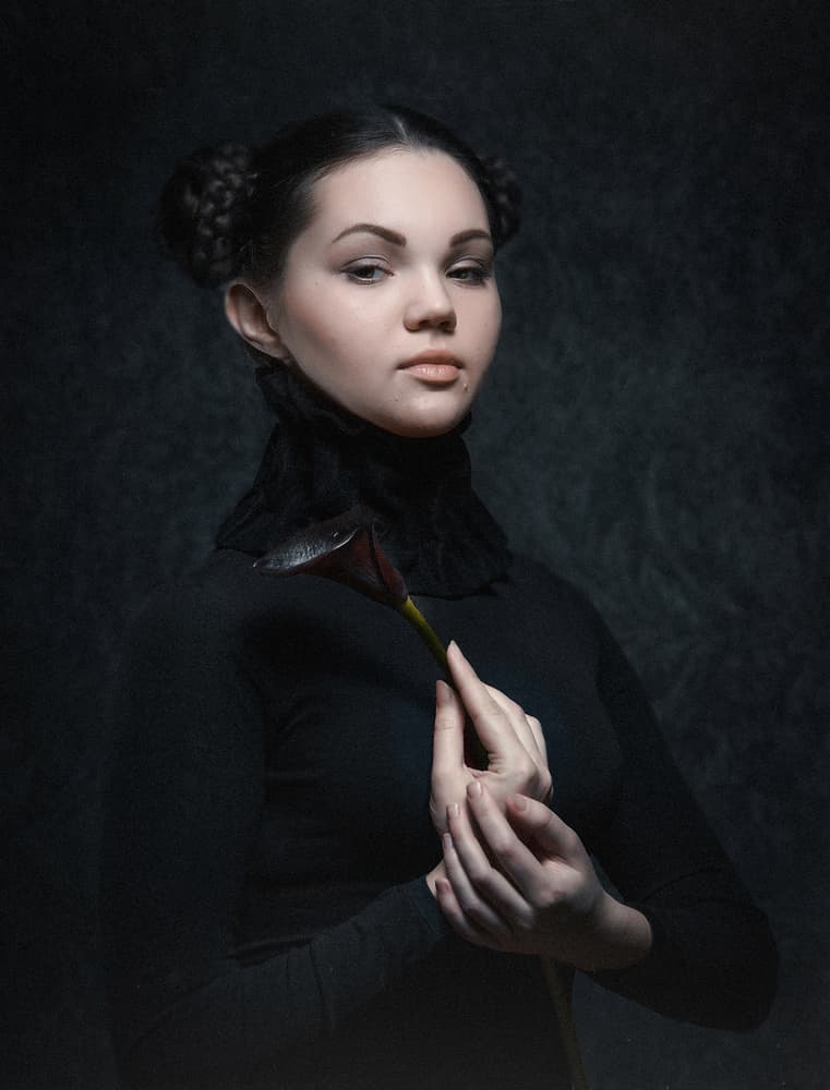 Elegant Woman Dark Flower by Аntonik — canvas wall art