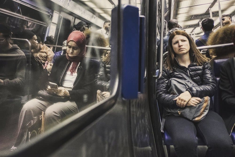 Woman on the Metro by Orna Naor — canvas wall art