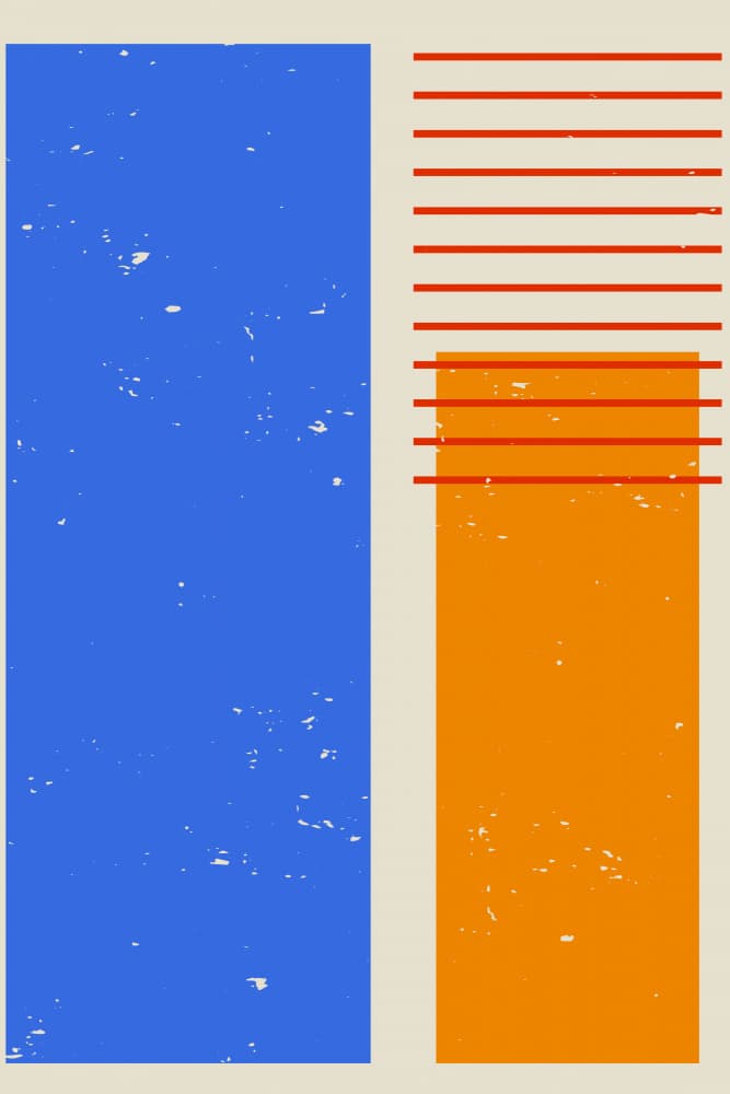 Abstract Blue Orange Geometry by jay stanley — canvas wall art