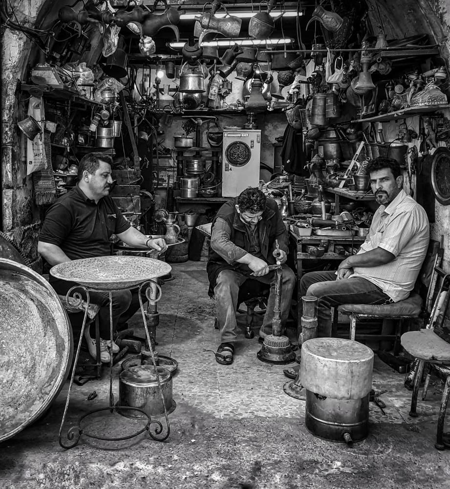 Copper Craftsmen At Work by Bashar Alsofey — canvas wall art