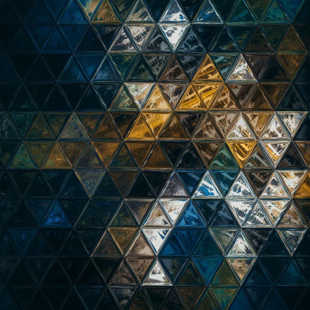Golden Blue Geometric Pattern by Justyna Jaszke — canvas wall art