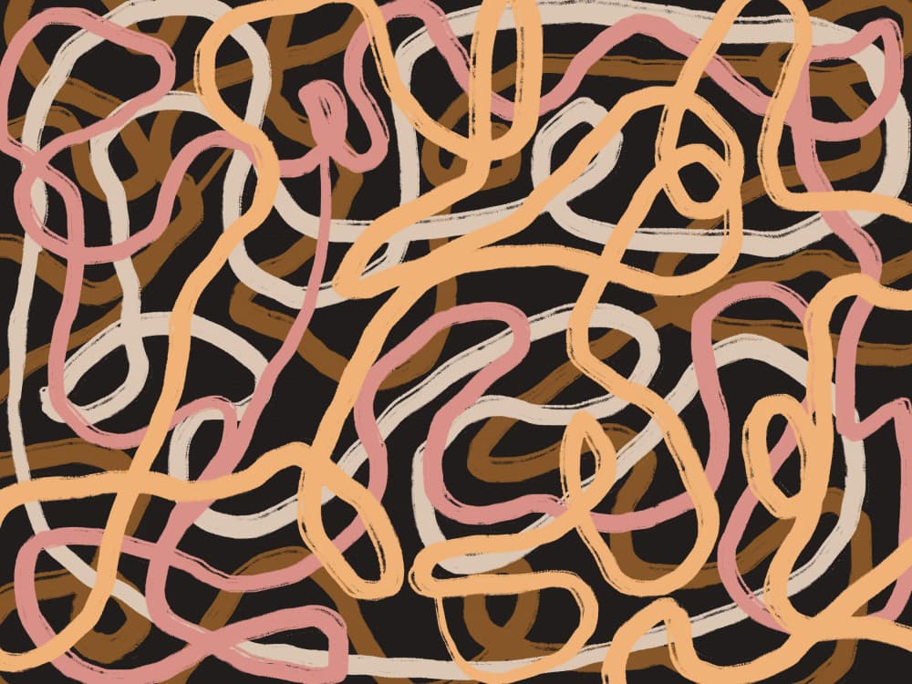Warm Tangled Lines by Little Dean — canvas wall art