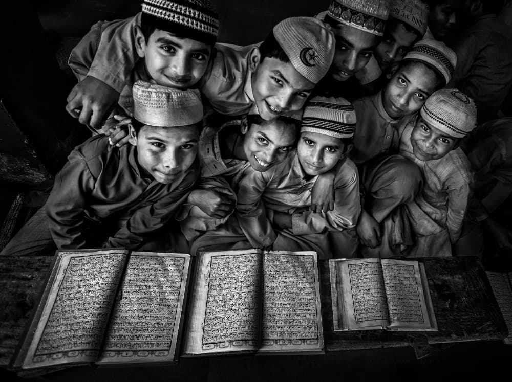 Smiling Madrasa Boys by Fadhel Almutaghawi — canvas wall art