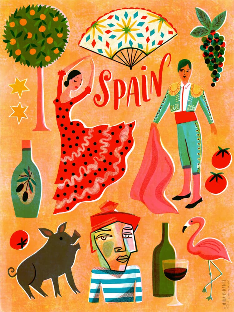 Vibrant Spain Culture by uta krogmann — canvas wall art