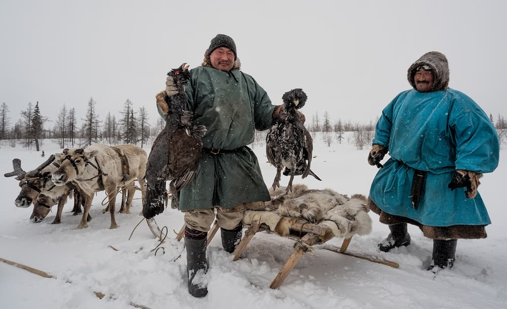 Indigenous Winter Hunt by Andrey Snegirev — canvas wall art