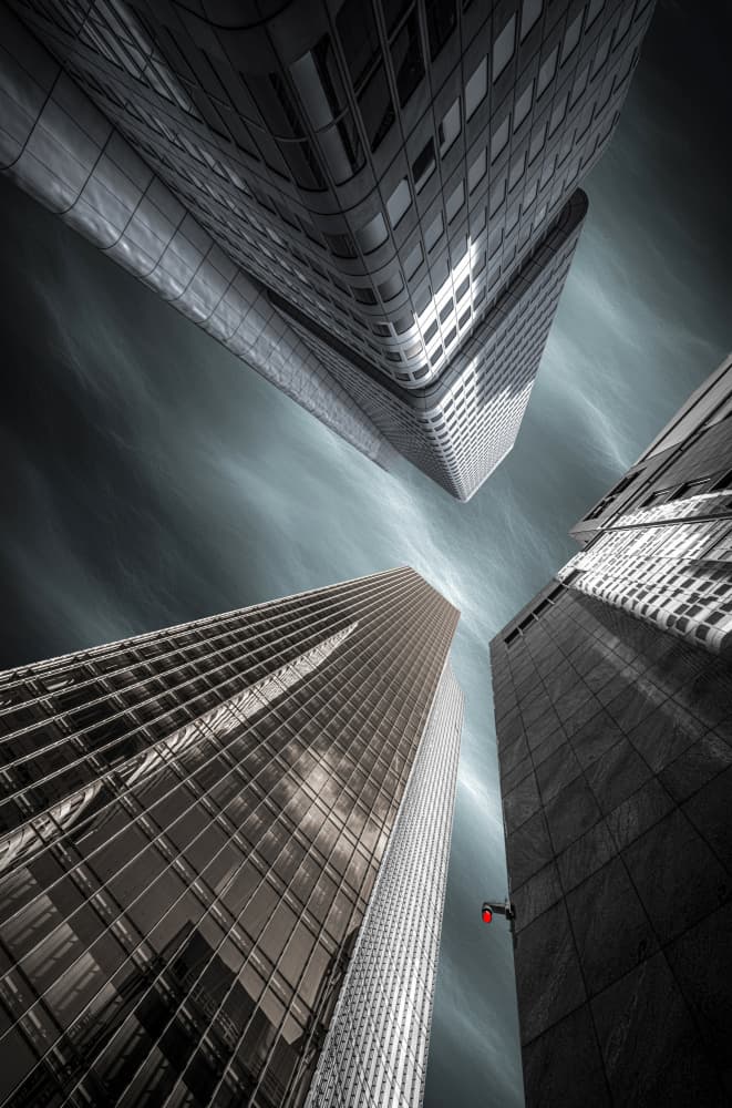 Dramatic Urban Skyscrapers by Roland M Schwerdtfeger — canvas wall art