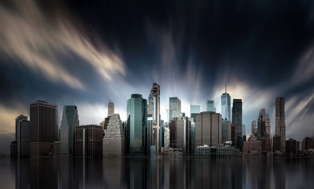 Dramatic City Reflections by Catherine Wang — canvas wall art