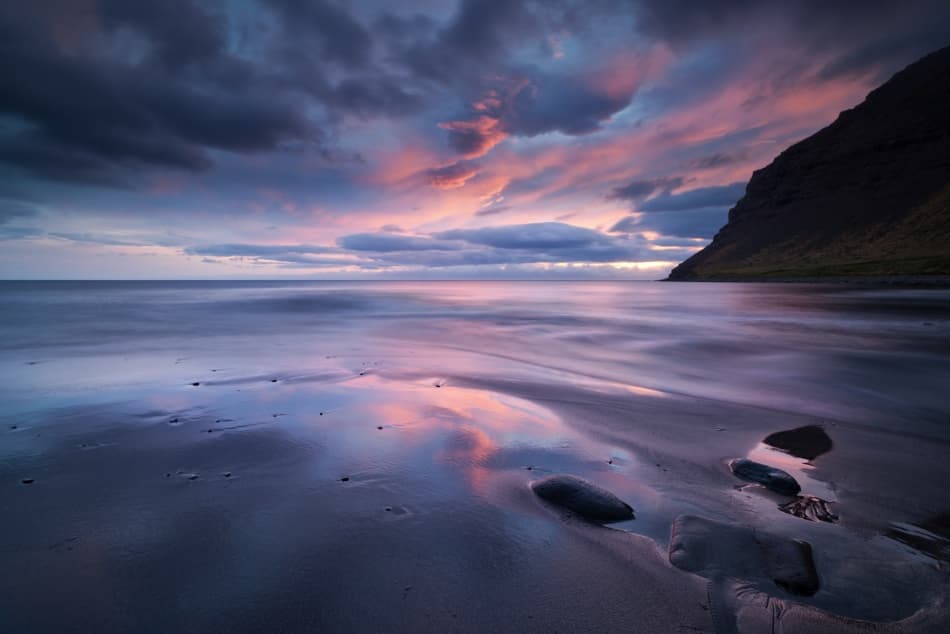 Pink Dusk Ocean Reflections by Raymond Hoffmann — canvas wall art