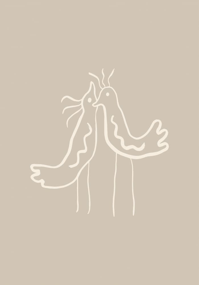 Minimalist Love Birds by Studio JKN — canvas wall art