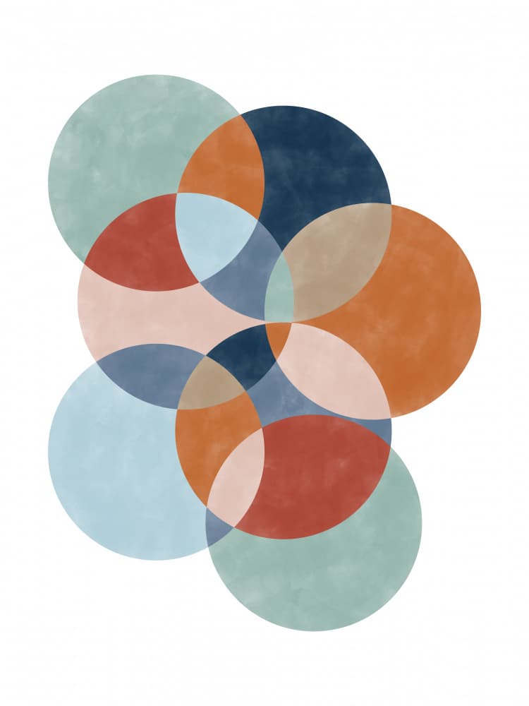 Earthy Overlapping Circles by Elena Ristova — canvas wall art