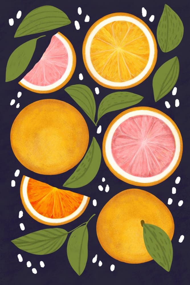 Vibrant Citrus Fruits by EMELIEmaria — canvas wall art