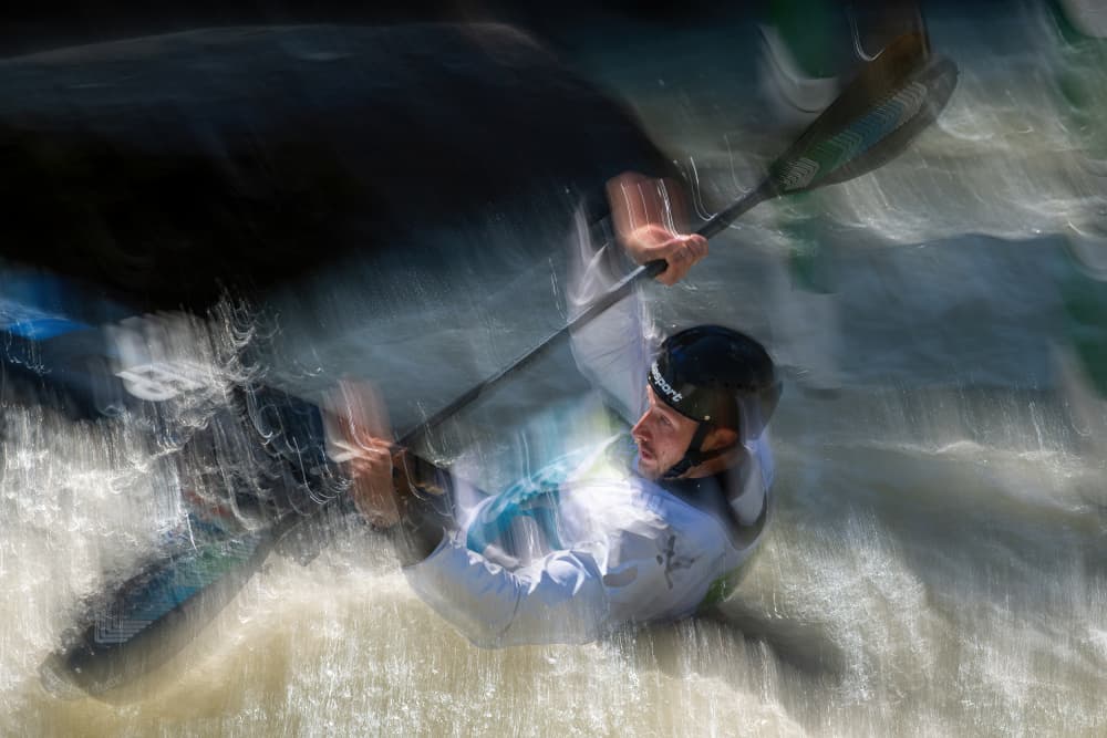 White Water Kayak Action by Milan Malovrh — canvas wall art