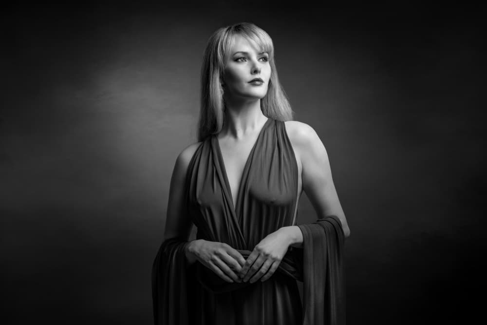 Elegant Woman Portrait by Luc Stalmans — canvas wall art