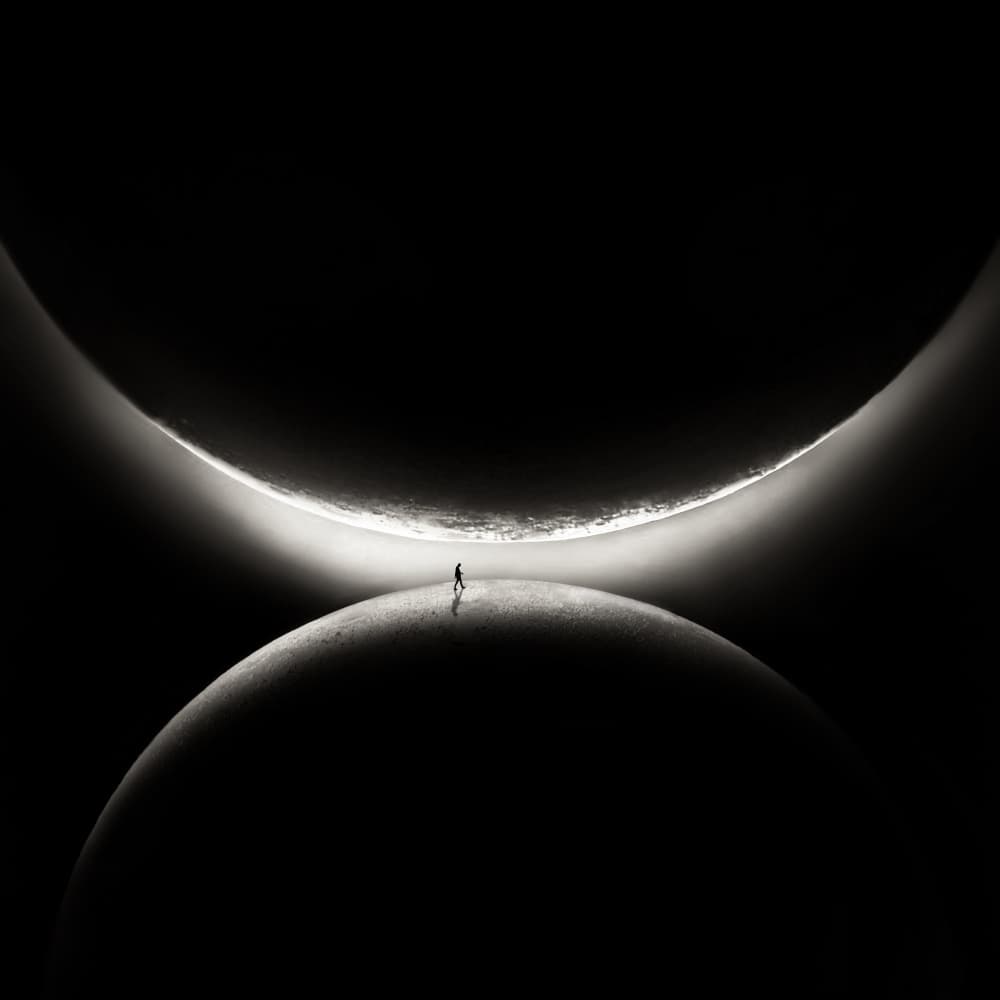 Lone Figure Cosmic Walk by Hadi Malijani (Malenjani) — canvas wall art