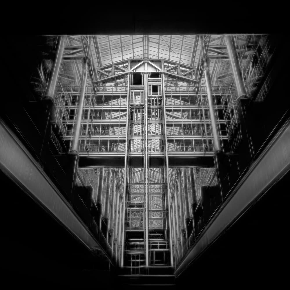Geometric Steel Atrium by Marc Huybrighs — canvas wall art