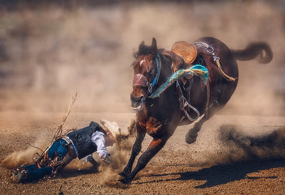 Rodeo Cowboy Falls by Ben.C.L — canvas wall art