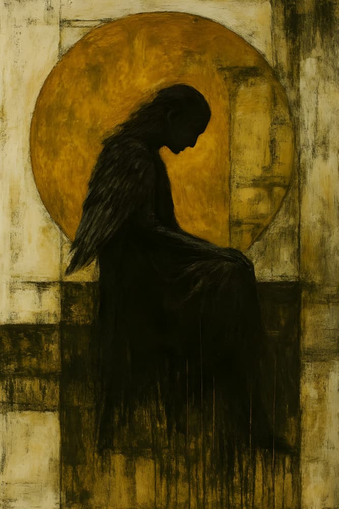 Golden Winged Silhouette by HUGO — canvas wall art