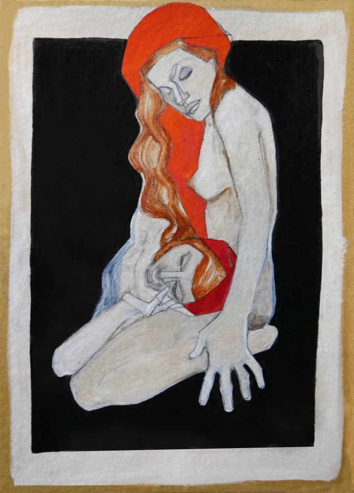 Sorrowful Red Embrace by Doris Schmitz — canvas wall art