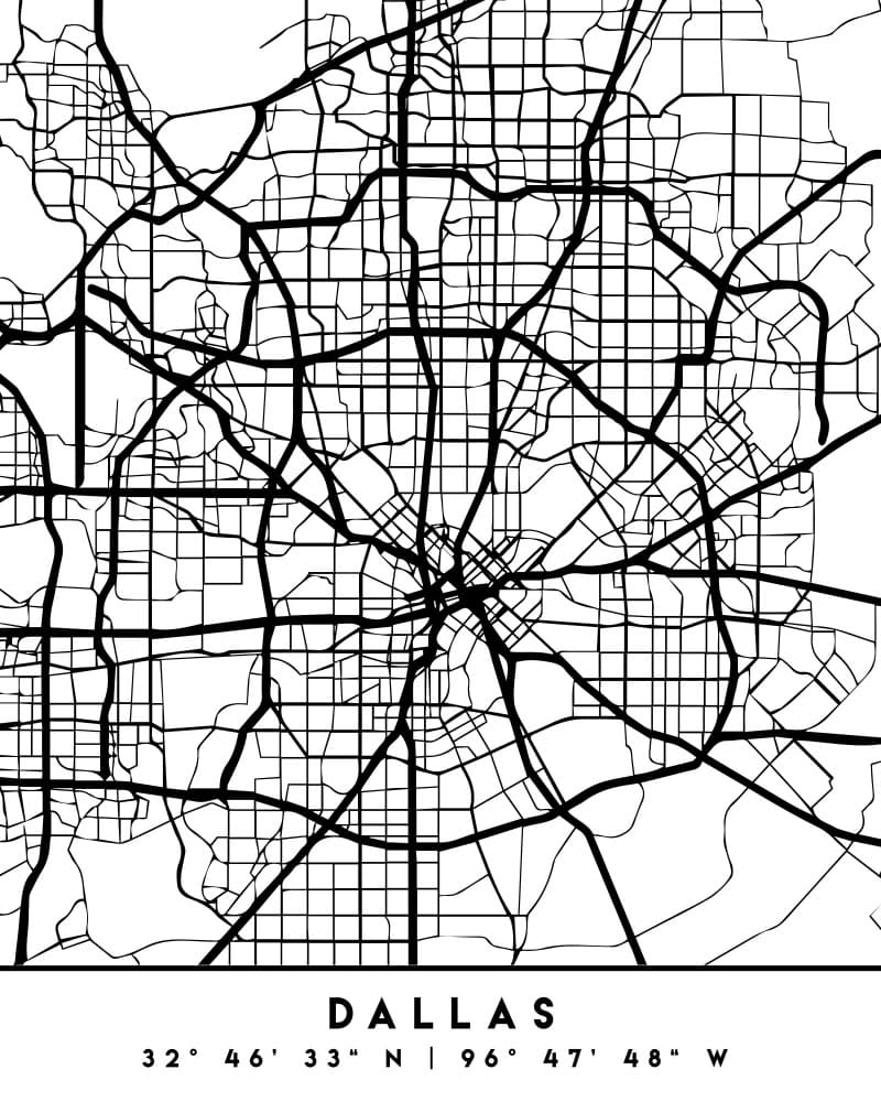 Dallas City Grid by Emiliano Deificus — canvas wall art