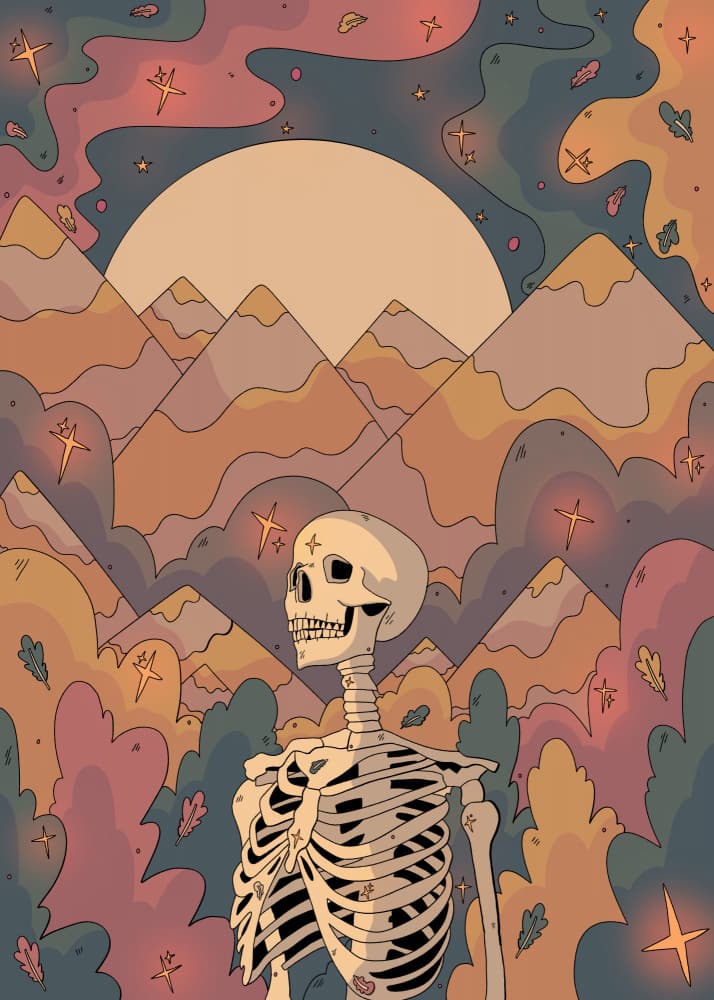 Autumn Mountain Skeleton by Stephen Wade — canvas wall art