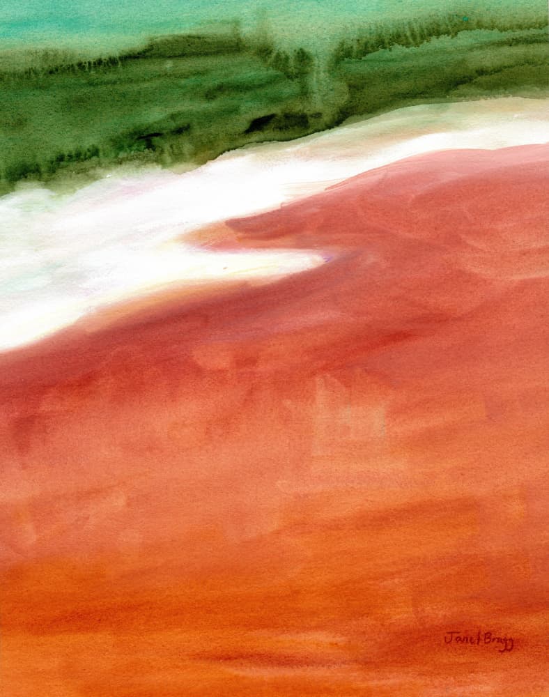 Red Sand Green Water by Janel Bragg — canvas wall art