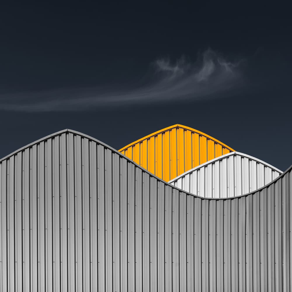 Curved Industrial Roofs by Luc Vangindertael (laGrange) — canvas wall art
