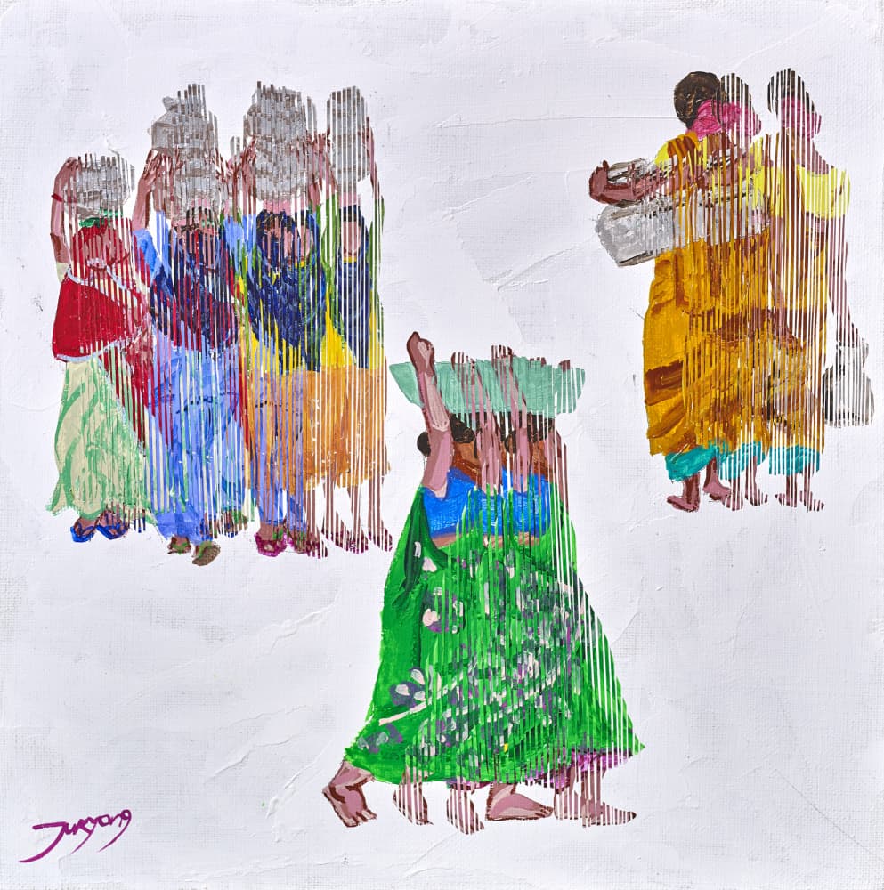 Vibrant Women Walking by Jukyong Park — canvas wall art