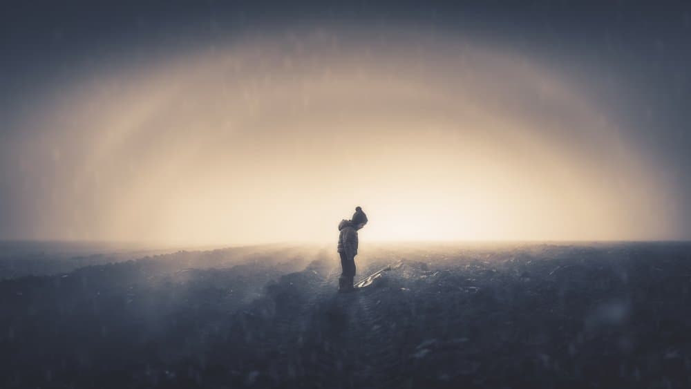 Lone Figure Dramatic Landscape by Thomas de Franzoni — canvas wall art