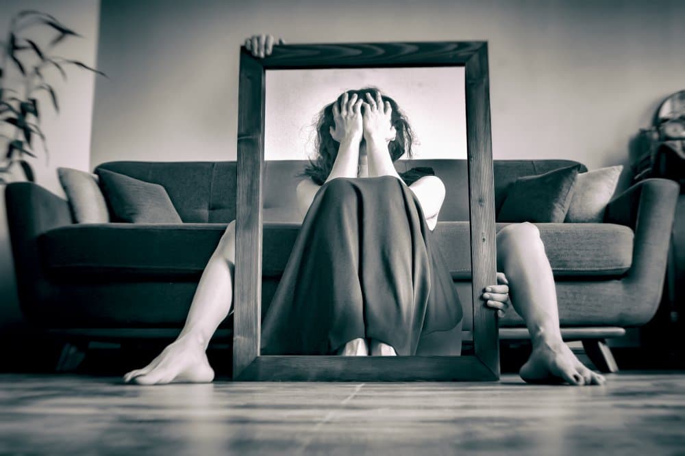 Sad Woman Mirror by Afshin Saeidinia — canvas wall art