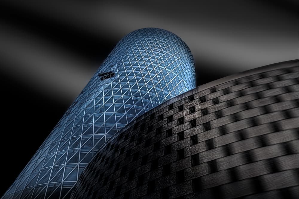 Geometric Blue Tower by Stephan Rückert — canvas wall art