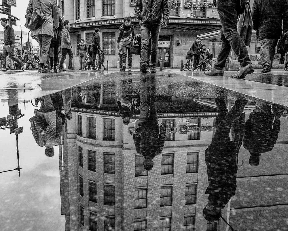 City Reflections Walk by Masahiro Miyagi — canvas wall art