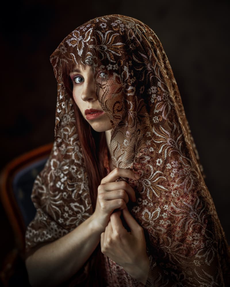 Mysterious Woman in Lace by Franky De Meyer — canvas wall art