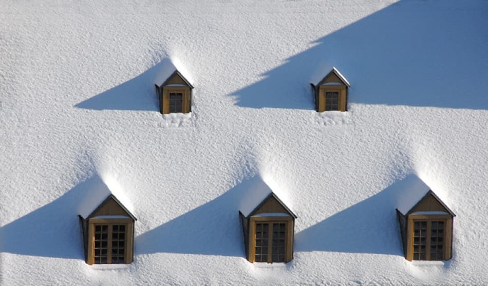 Snowy Roof Dormers by Andre Pelletier — canvas wall art