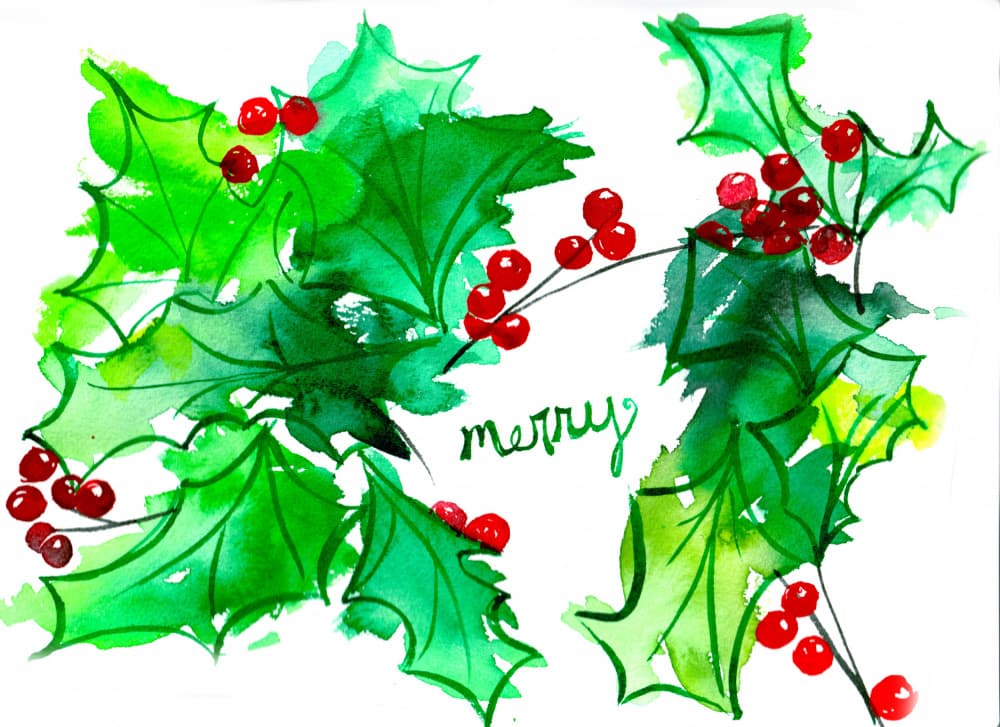 Merry Holly Berries by Christine Lindstrom — canvas wall art