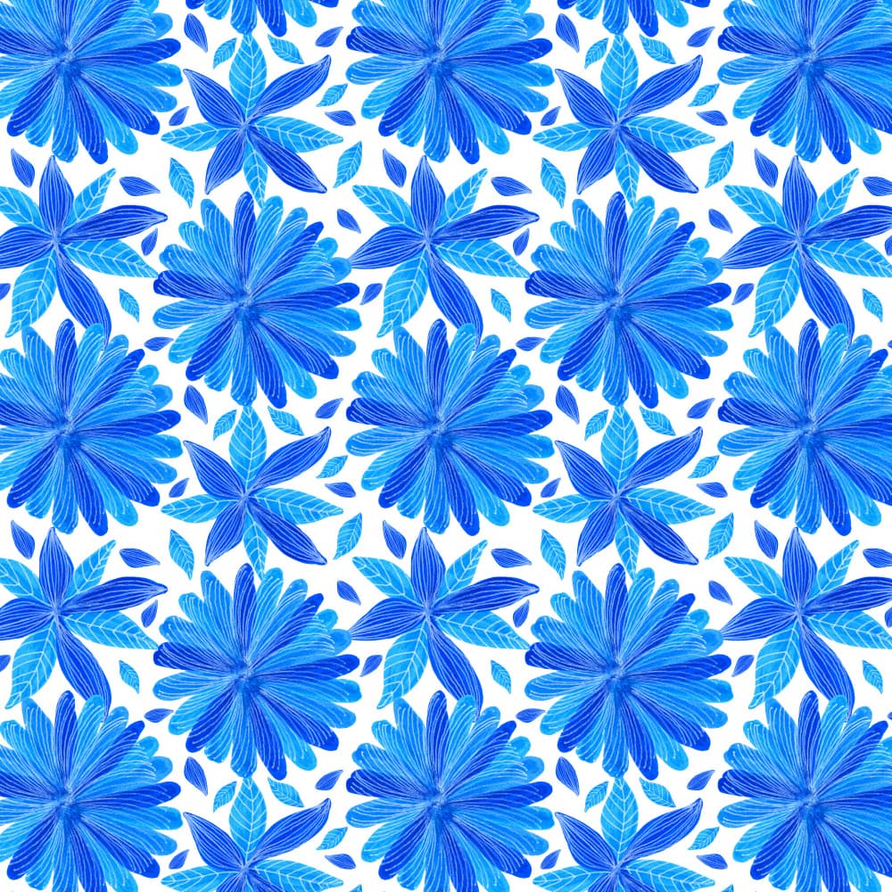 Vibrant Blue Floral Pattern by Michele Channell — canvas wall art