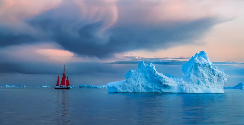 Red Sails Arctic Waters by Yanny Liu — canvas wall art