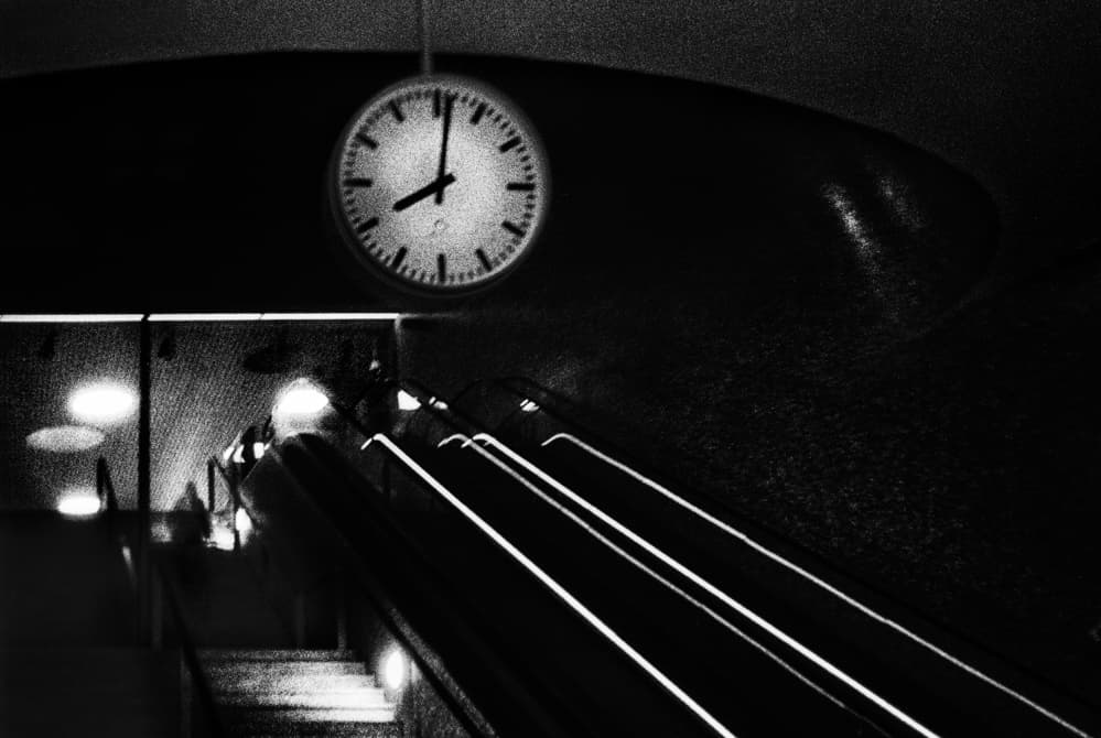 Dark Subway Clock by Paulo Abrantes — canvas wall art