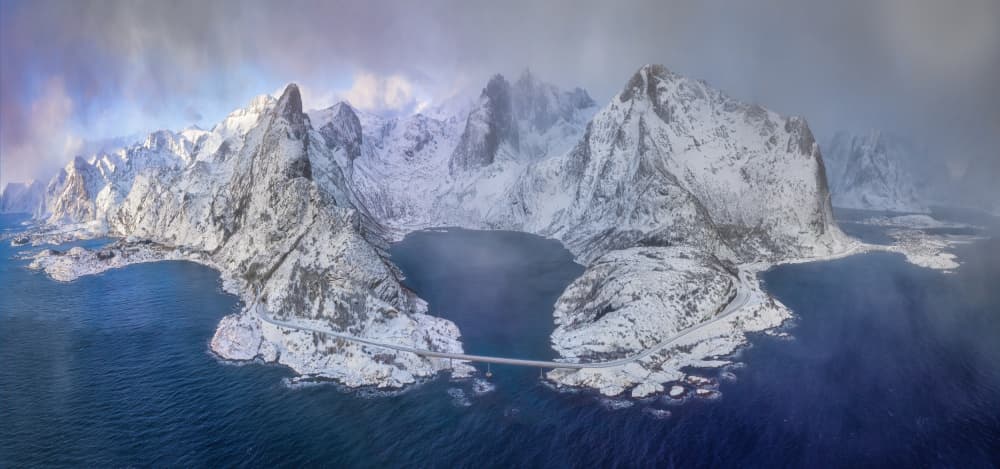 Dramatic Winter Fjord by Michael Zheng — canvas wall art