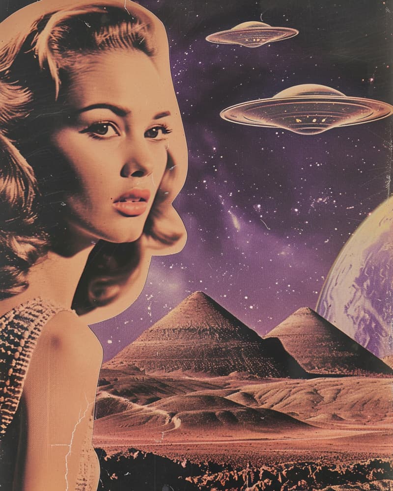 Retro Alien Pyramids by Samantha Hearn — canvas wall art