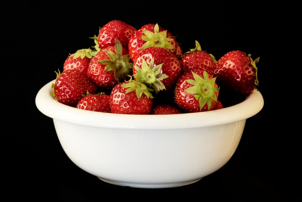Fresh Strawberries Bowl by Geertjan Plooijer — canvas wall art
