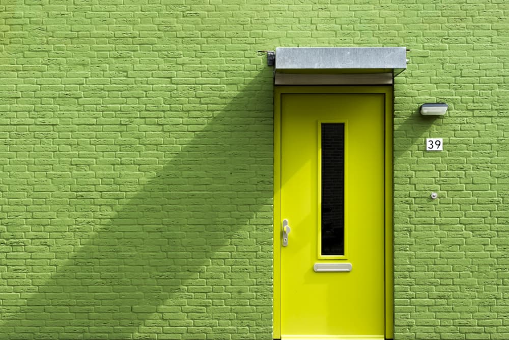 Vibrant Green Yellow Door by Greetje van Son — canvas wall art