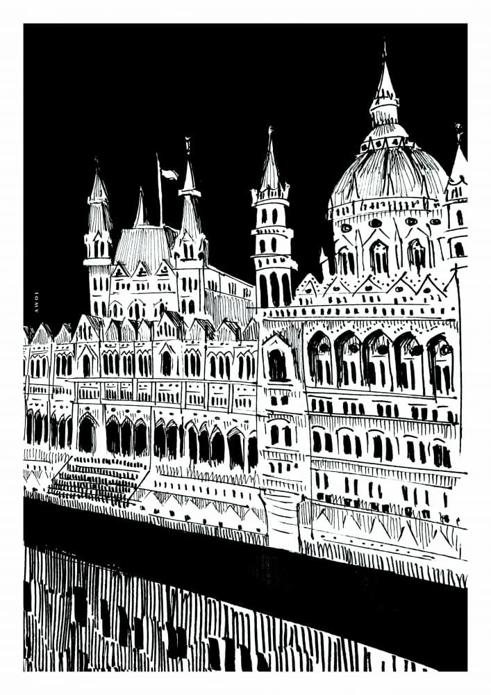 Grand Budapest Parliament by Awol Art Alex — canvas wall art