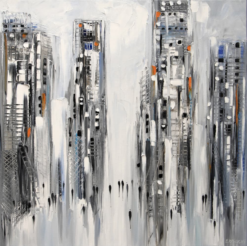 Modern City Life by Ekaterina Ermilkina — canvas wall art