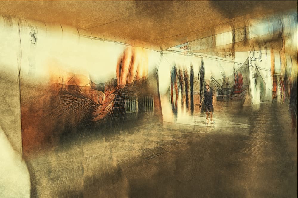 Working Hands Urban Blur by Jan van der Linden — canvas wall art