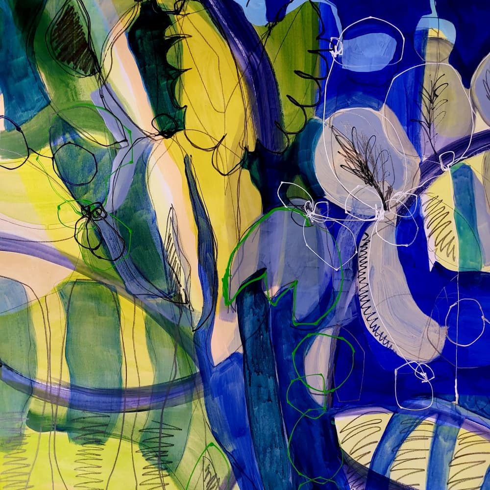 Vibrant Abstract Blooms by Monika Riethmueller — canvas wall art