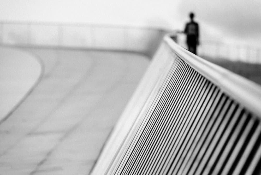 Lone Figure Curved Path by Milena Seita — canvas wall art
